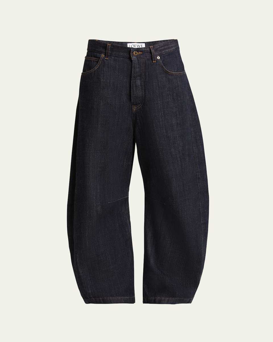 Anagram Embroidered Barrel Leg Jeans
